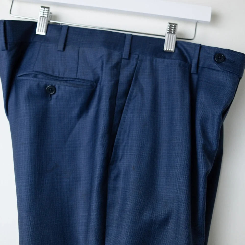 Ermenegildo Zegna Milano Wool Dress Pants Mens 36x29 Blue Flat Italy Luxury